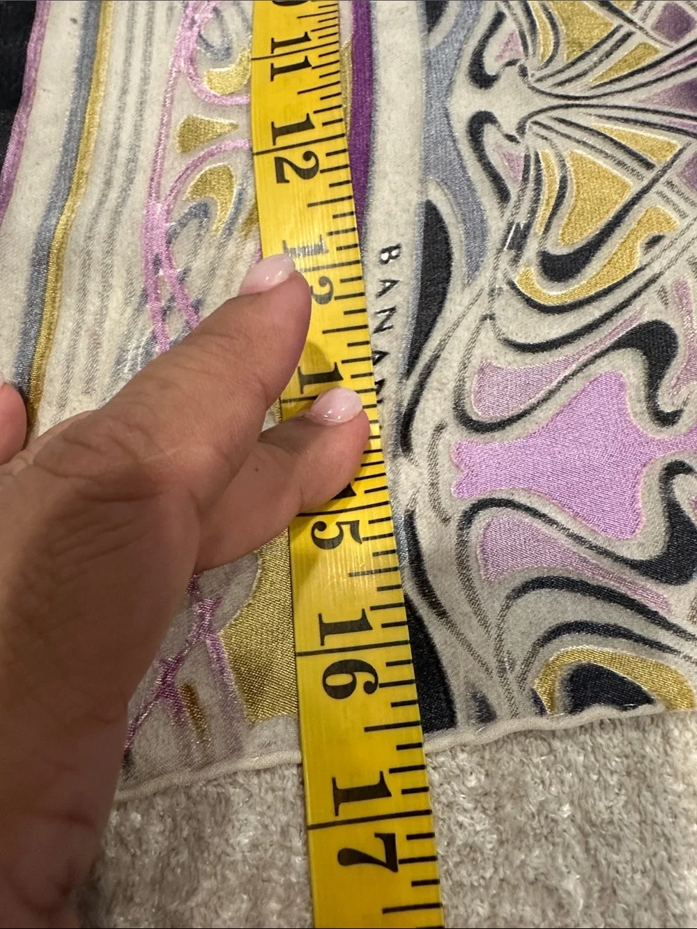 Banana Republic Purple, Gray & Gold Swirl Silk Scarf